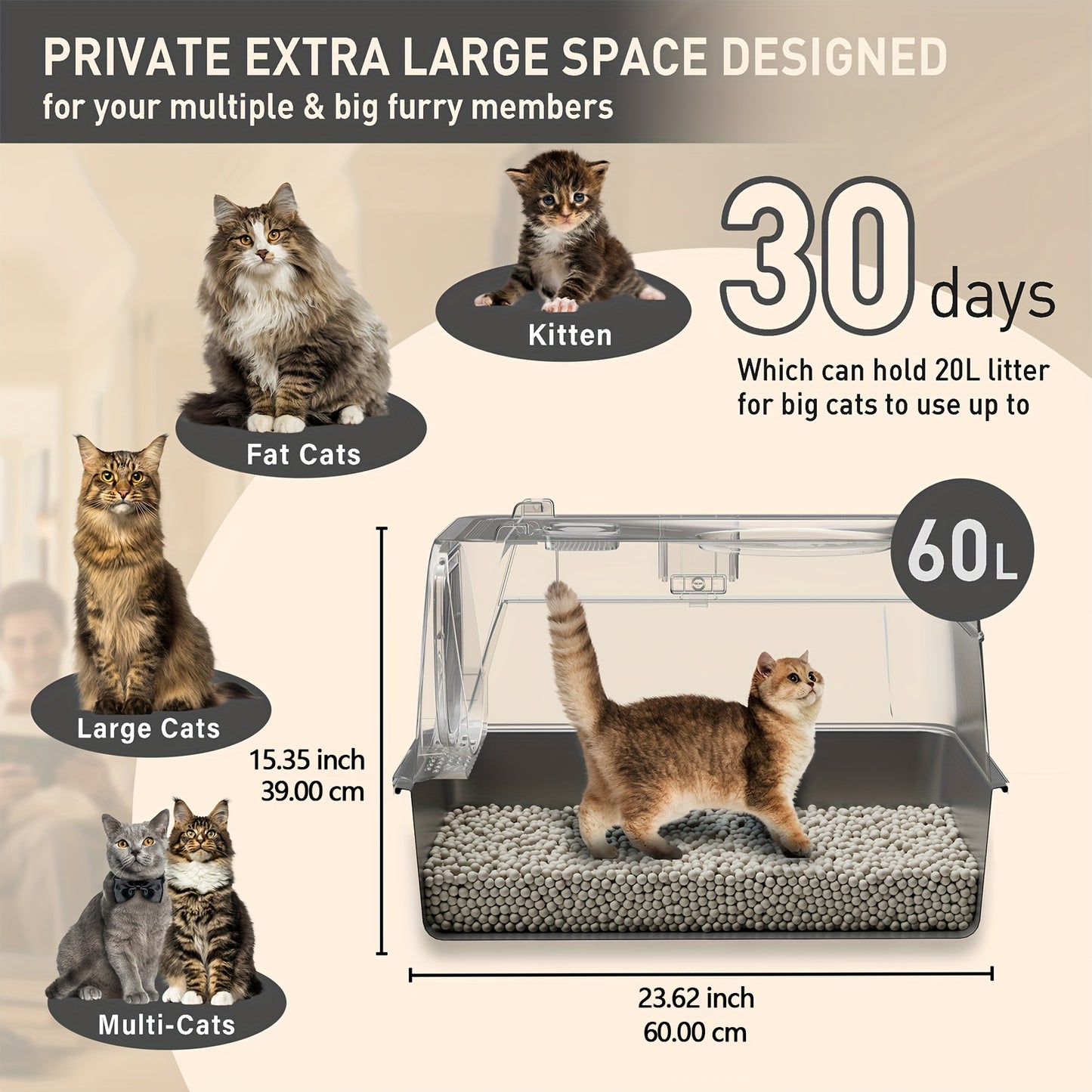 Citylife Stainless Steel Cat Litter Box With Lid XL