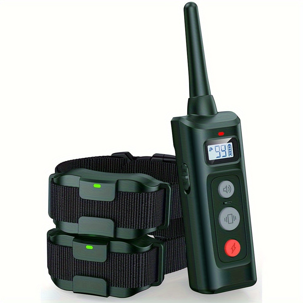 Adjustable 4000ft Range Dog Training Collar with Remote USB Rechargeable Polymer Battery Shock Buzz Vibration Modes Durable Nylon Strap