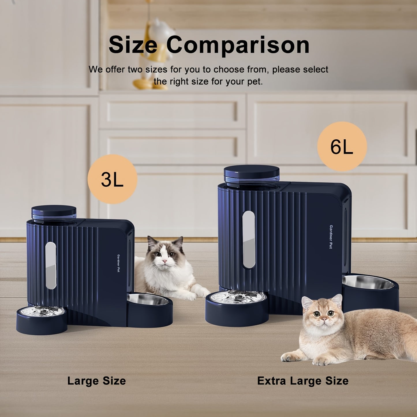 Automatic Gravity Cat Food Feeder And Water Dispenser Stainless Steel Two In One Set Large Capacity For Pets Dogs Puppies Kittens