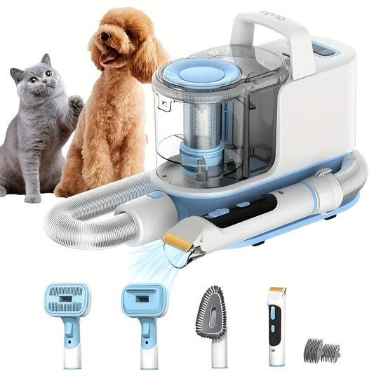Dog Grooming Vacuum 5 in 1 Dog Grooming Kit 300W Strong Pet Grooming Vacuum for Dogs Large Capacity Dog Vacuum Shedding Grooming Hair Quiet Pet Grooming Vacuum with Pet Clipper and Nail Grinder for Shedding