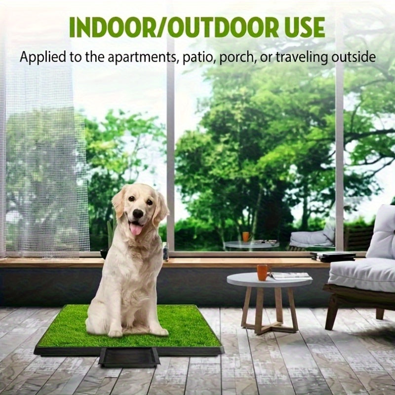 25 Inch X 20 Inch Dog Grass Pad With Tray Washable Indoor Dog Potty With Three Artificial Grass Training Pads Portable Grass Porch Potty For Dogs On Balcony Ideal For Housebreaking And Indoor Training For Small Medium Dogs