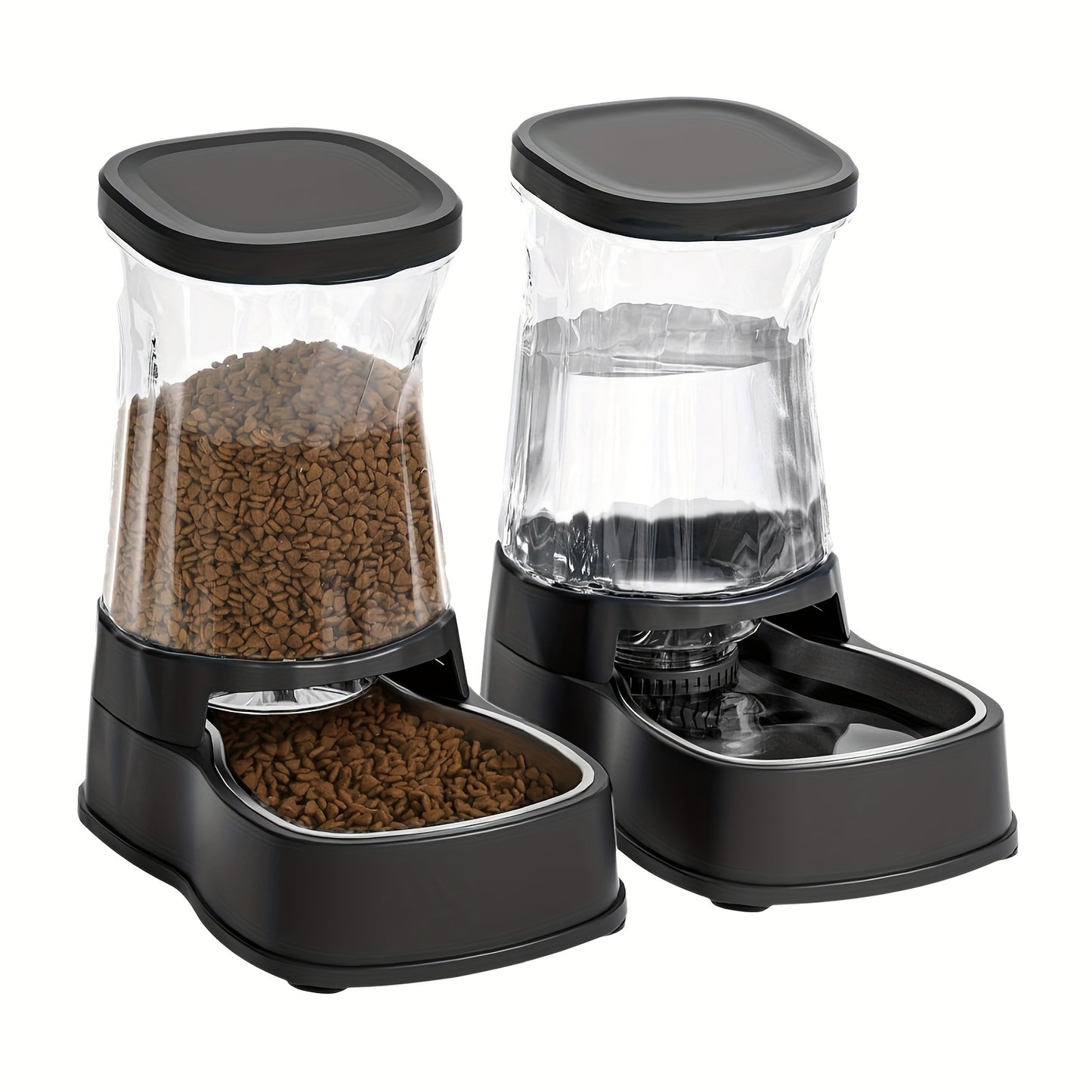 Automatic Pets Gravity Feeder And Water Dispenser Set 1 Gallon X 2 Stainless Steel Food Feeder And Waterer 100 Percent BPA Free Water Bowl Dispenser For Small And Medium Dogs Cats Puppies White Without Battery