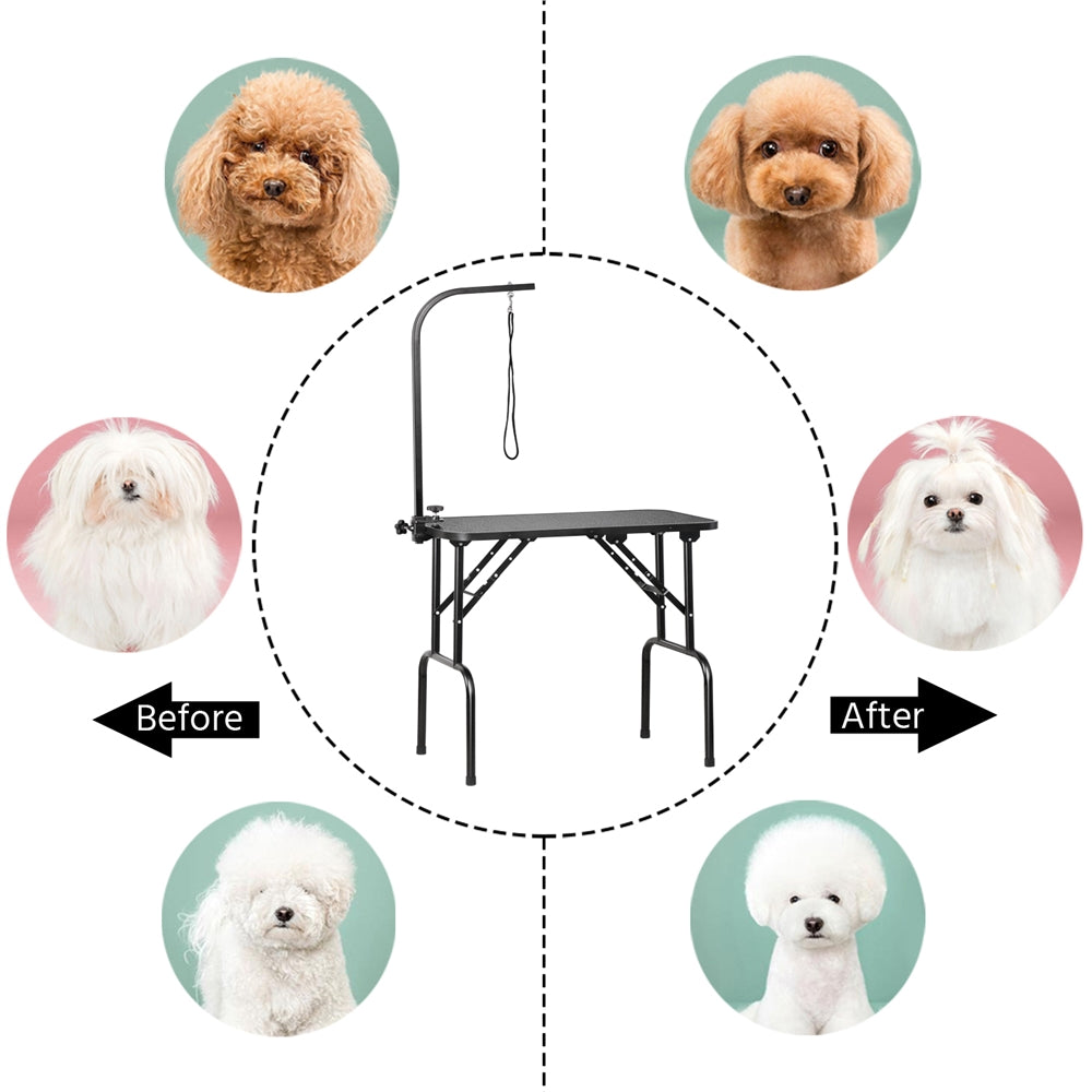 Costoffs Pet Foldable Grooming Table for Dogs and Cats with Height Adjustable Arm and Folding Legs for Home or Professional Use