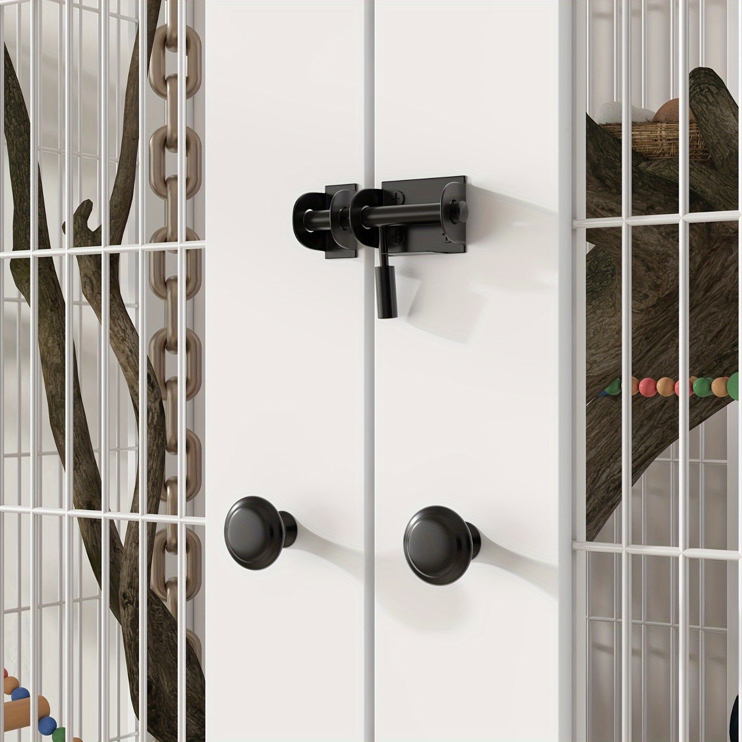 1pc FUFU and GAGA Wooden Bird Cage Cabinet Multipurpose Rectangle Birdcage with Storage Drawers Fenced Ventilation Non Waterproof Display Organizer for Living Room Bird Nest House White 39.3W x 19.6D x 63H For Bird