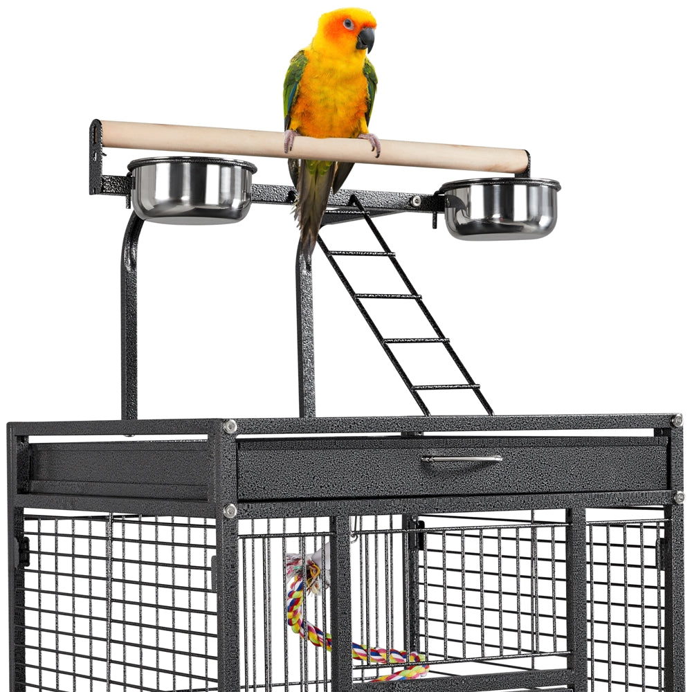 Costoffs 61 Inch Playtop Wrought Iron Bird Cage with Rolling Stand for Cockatiels Amazon Parrots Sun Parakeets Conures Lovebirds Finches and Canaries