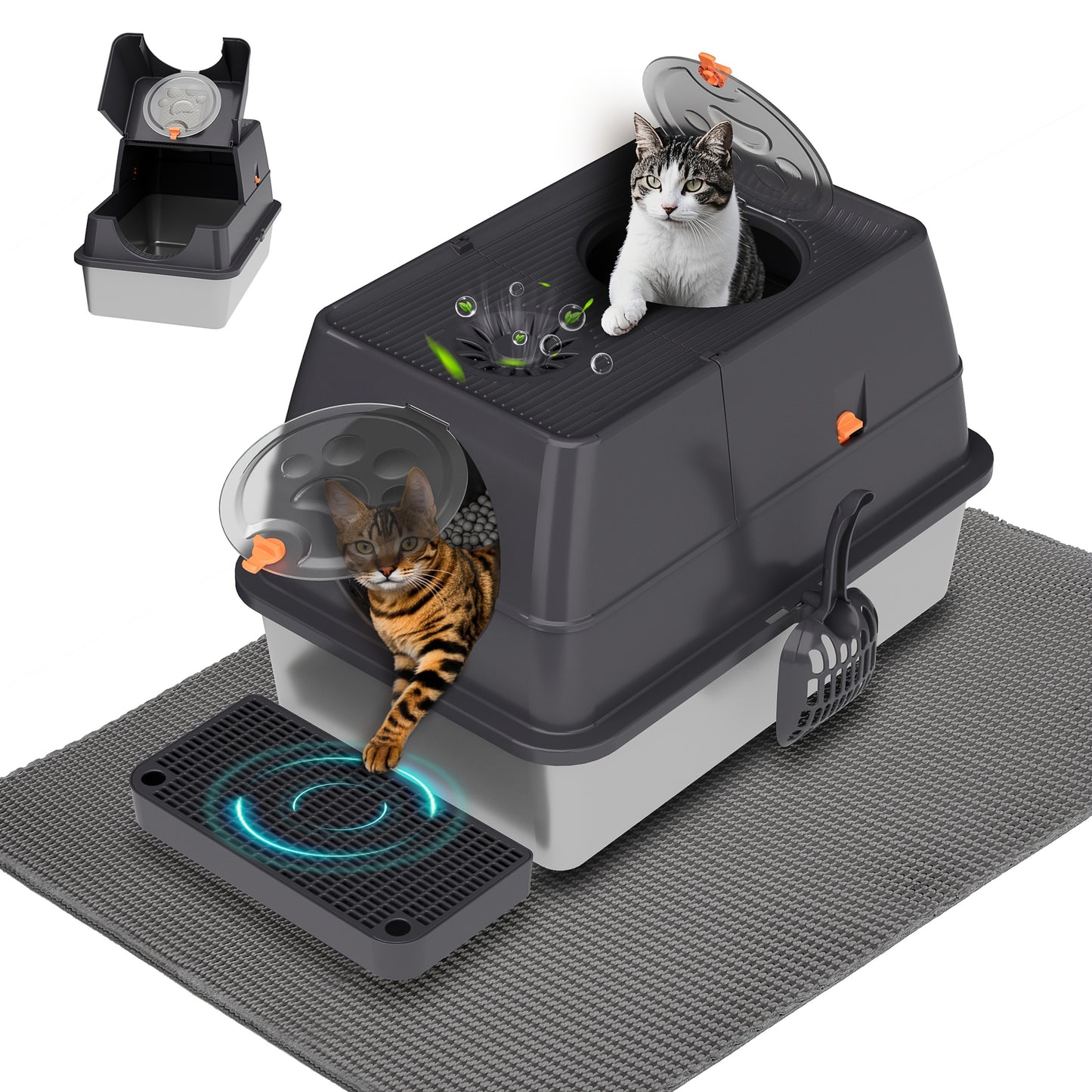 Citylife Stainless Steel Cat Litter Box With Lid XL