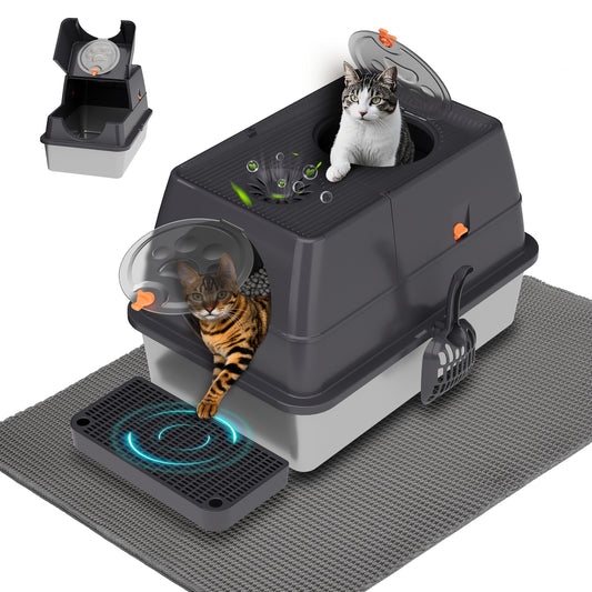 Citylife Stainless Steel Cat Litter Box With Lid XL