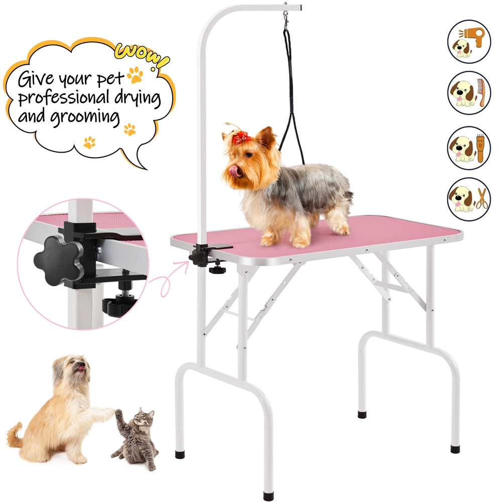Costoffs Pet Foldable Grooming Table for Dogs and Cats with Height Adjustable Arm and Folding Legs for Home or Professional Use