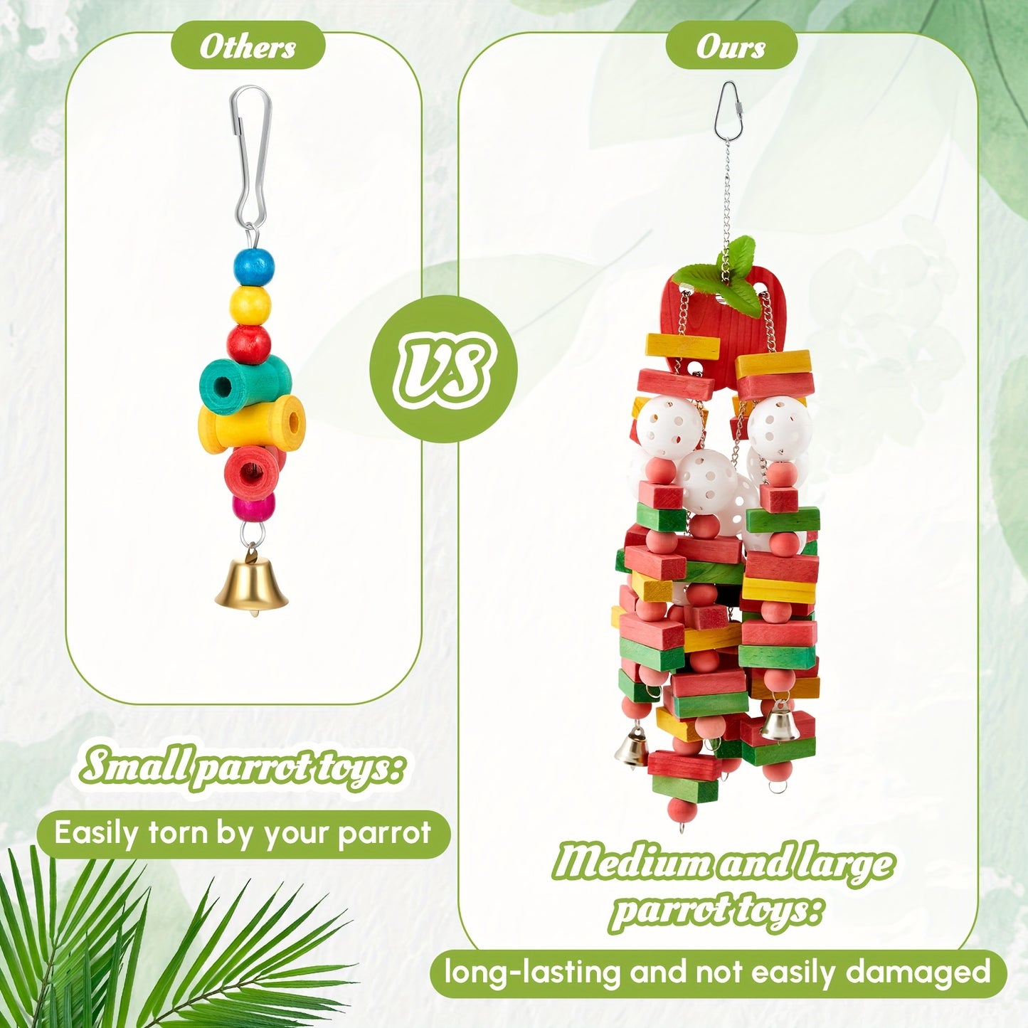 3pcs Extra Large Bird Parrot Toy Multicolored Natural Wooden Chewing Toys for Large Medium Macaws Cockatoos African Grey Birds