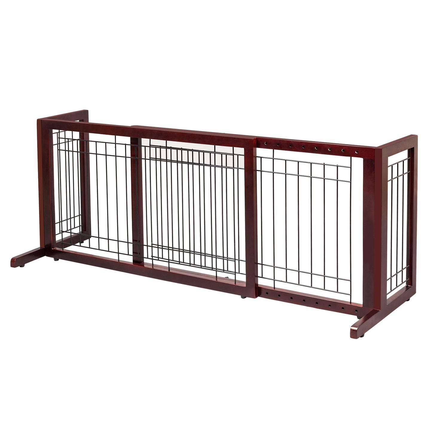 Bonnlo Freestanding Pet Gates for Dogs Indoor Dog Fence Solid Wooden Dog Gates Adjustable Doorways and Stairs Doggie Gates for Indoors 40 to 71 Inches Wide