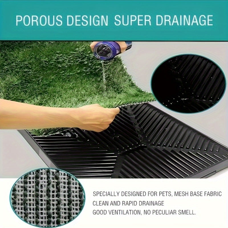 25 Inch X 20 Inch Dog Grass Pad With Tray Washable Indoor Dog Potty With Three Artificial Grass Training Pads Portable Grass Porch Potty For Dogs On Balcony Ideal For Housebreaking And Indoor Training For Small Medium Dogs