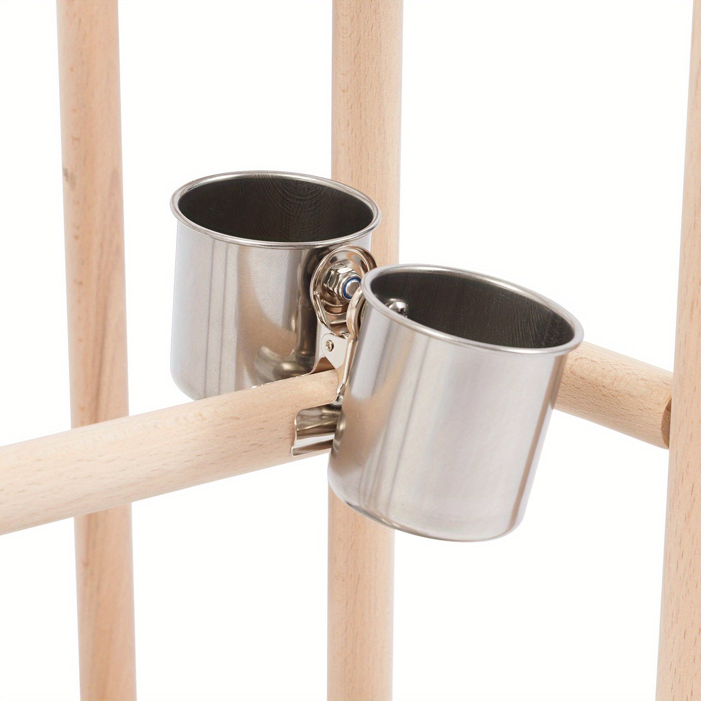 Pet Parrot Playstand Wood Perch Gym Playpen Ladder with Feeder Cups Bells for Cockatiel Parakeet Three Layers