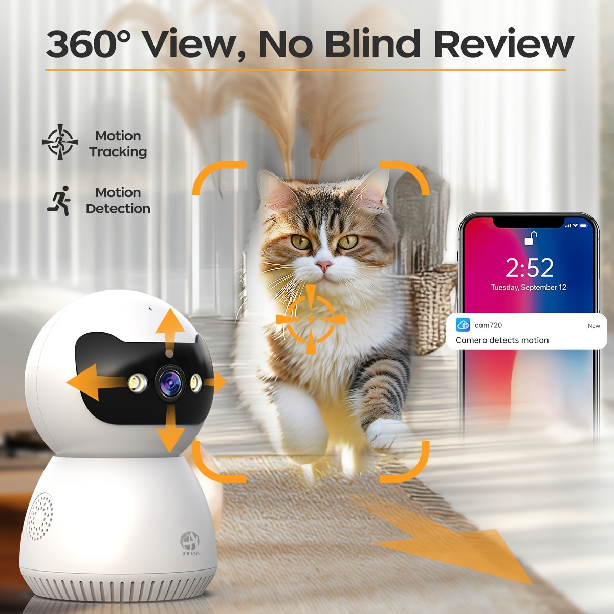 JOOAN 1080P Full HD Security Camera with Color Night Vision Two-Way Audio Motion Detection Auto Tracking WiFi Connectivity App Control for Home Safety