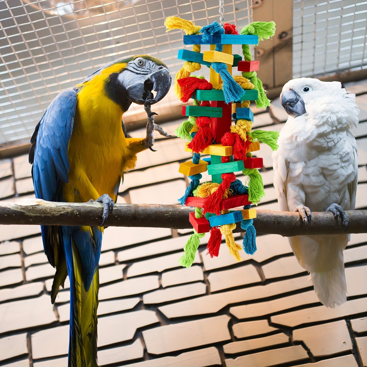 3pcs Extra Large Bird Parrot Toy Multicolored Natural Wooden Chewing Toys for Large Medium Macaws Cockatoos African Grey Birds
