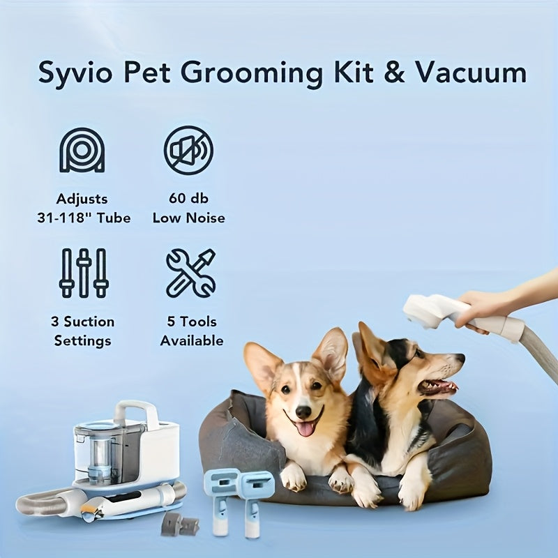 Dog Grooming Vacuum 5 in 1 Dog Grooming Kit 300W Strong Pet Grooming Vacuum for Dogs Large Capacity Dog Vacuum Shedding Grooming Hair Quiet Pet Grooming Vacuum with Pet Clipper and Nail Grinder for Shedding