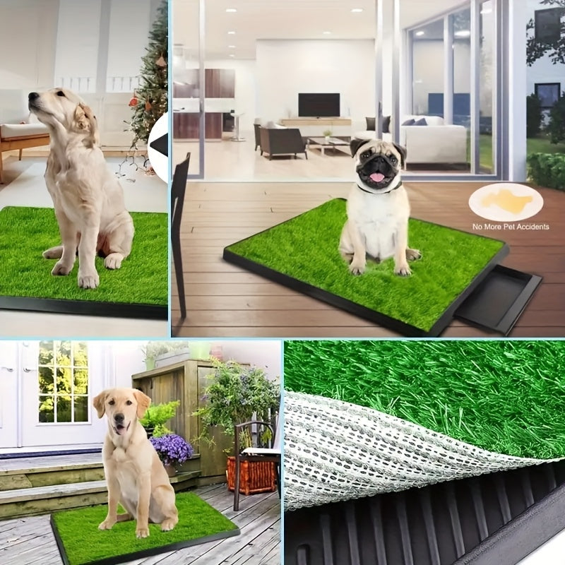 25 Inch X 20 Inch Dog Grass Pad With Tray Washable Indoor Dog Potty With Three Artificial Grass Training Pads Portable Grass Porch Potty For Dogs On Balcony Ideal For Housebreaking And Indoor Training For Small Medium Dogs