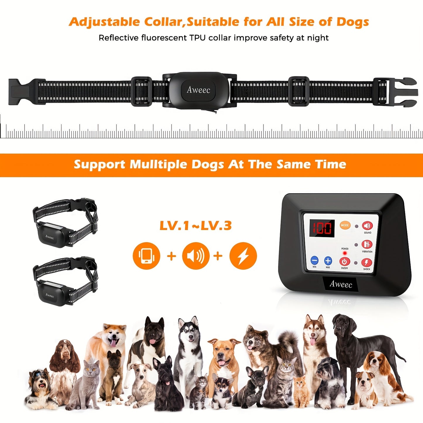 Wireless Dog Fence System 2024 Electric Fence for Dog and Training Collar with Remote Wireless Dog Collar Boundary Containment System Adjustable Range Sizes Suitable for All Dogs