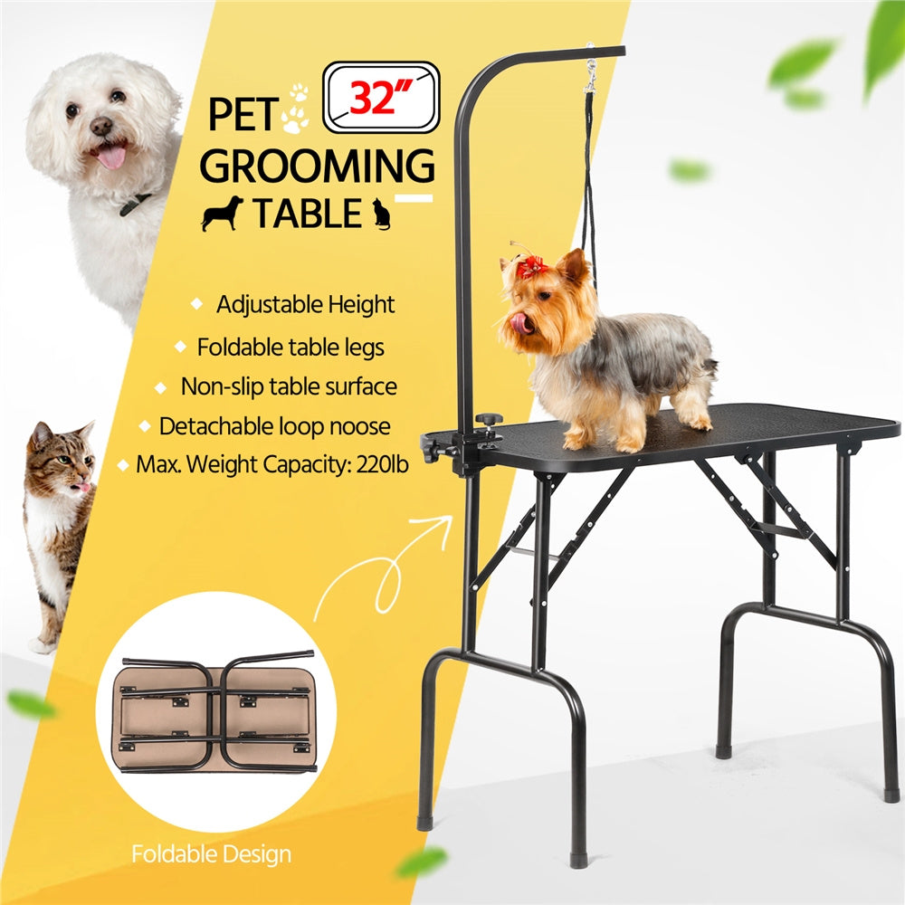 Costoffs Pet Foldable Grooming Table for Dogs and Cats with Height Adjustable Arm and Folding Legs for Home or Professional Use
