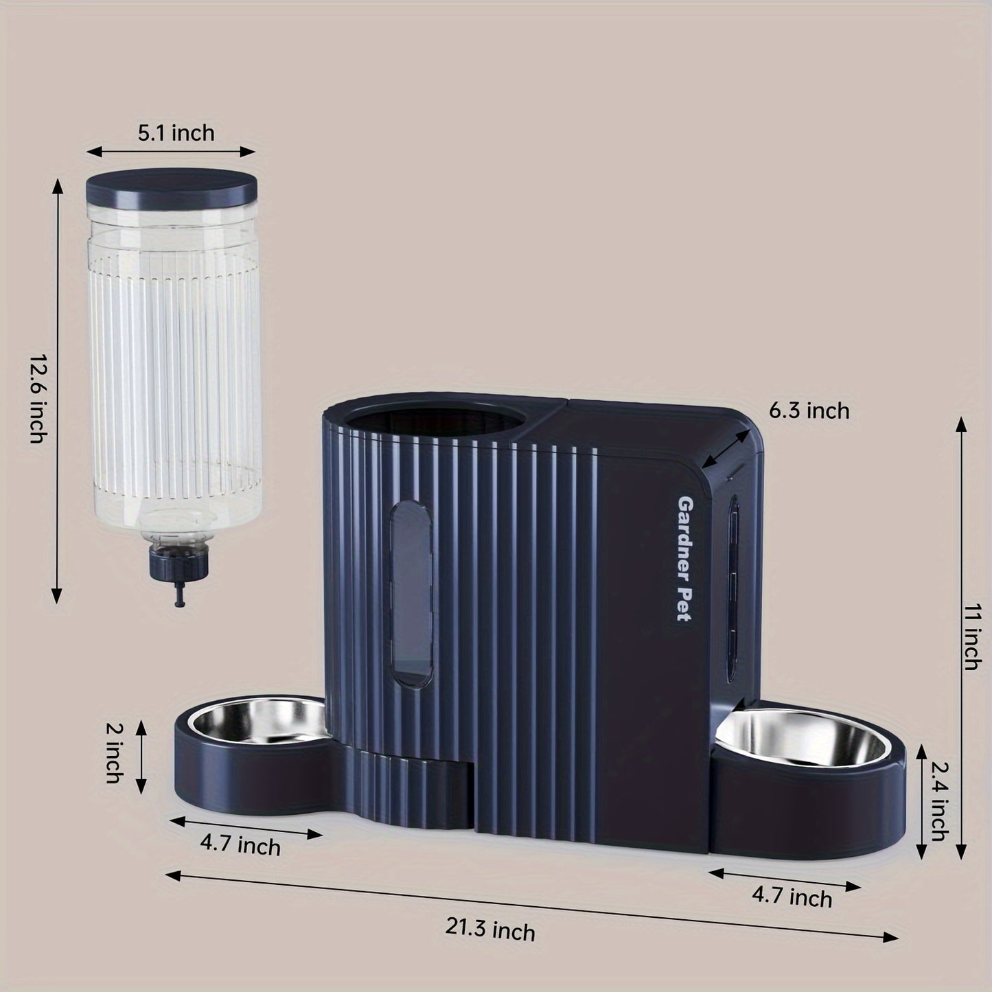 Automatic Gravity Cat Food Feeder And Water Dispenser Stainless Steel Two In One Set Large Capacity For Pets Dogs Puppies Kittens