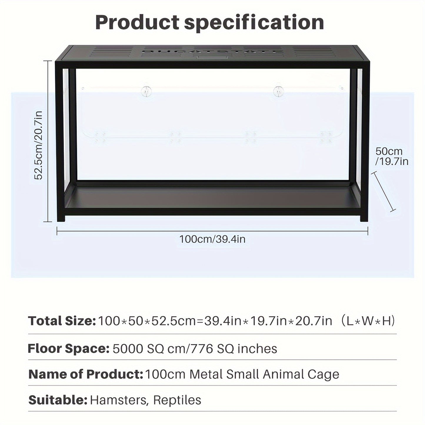 100cm Hamster Cage Metal Small Animal Habitat Large Stackable Top Access Easy Assemble Dwarf Syrian Hamster House For Guinea Gerbil