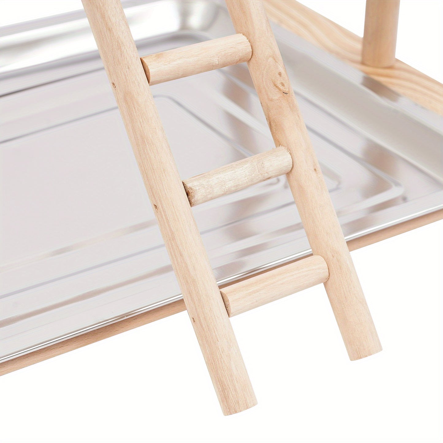 Pet Parrot Playstand Wood Perch Gym Playpen Ladder with Feeder Cups Bells for Cockatiel Parakeet Three Layers