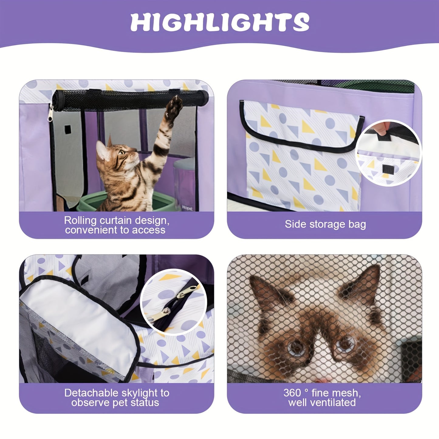 Foldable Cat Tent Spacious Breathable Mesh Cage for Cats and Kittens Indoor and Outdoor Play Perfect Gift for Cat Lovers