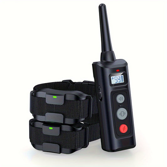 Adjustable 4000ft Range Dog Training Collar with Remote USB Rechargeable Polymer Battery Shock Buzz Vibration Modes Durable Nylon Strap