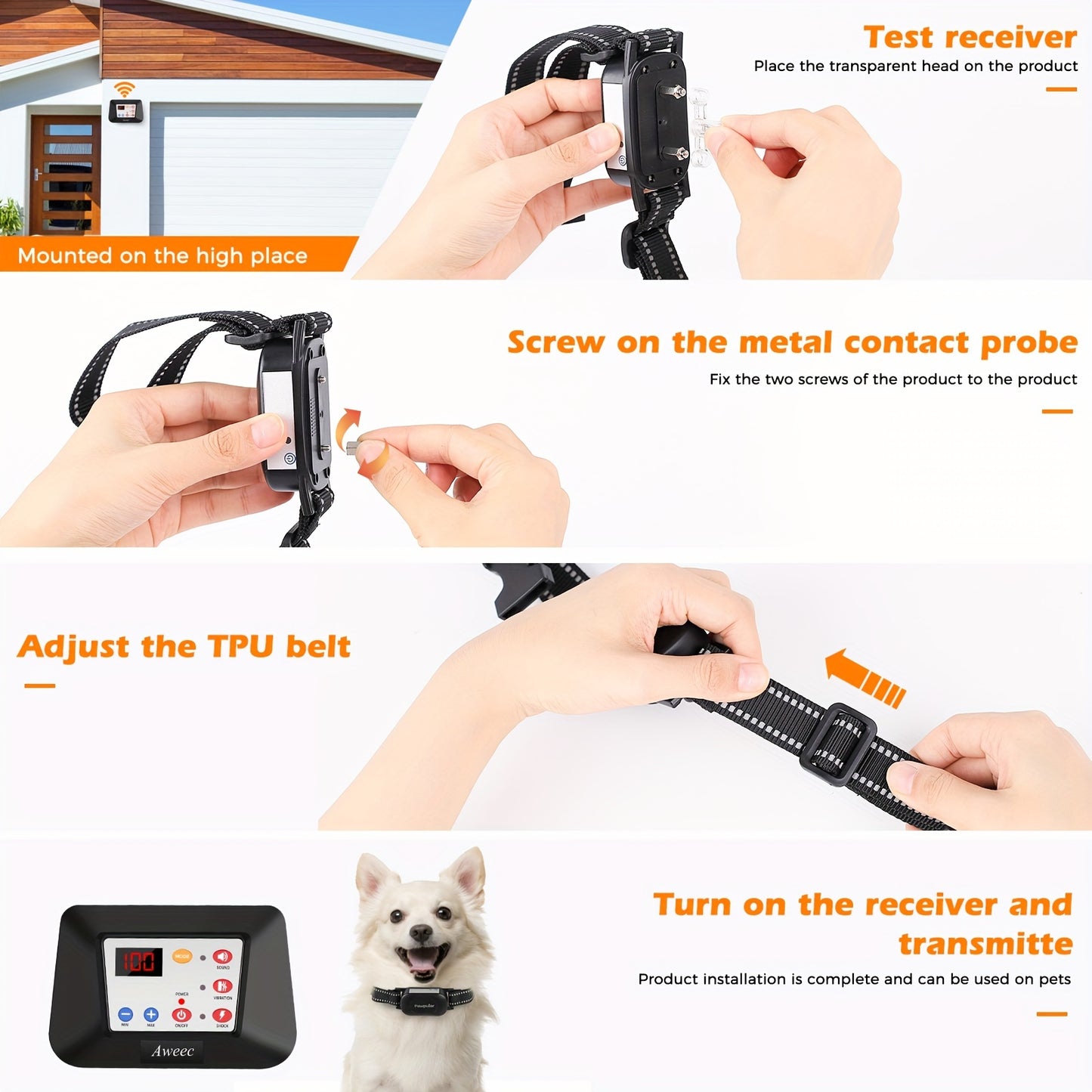 Wireless Dog Fence System 2024 Electric Fence for Dog and Training Collar with Remote Wireless Dog Collar Boundary Containment System Adjustable Range Sizes Suitable for All Dogs