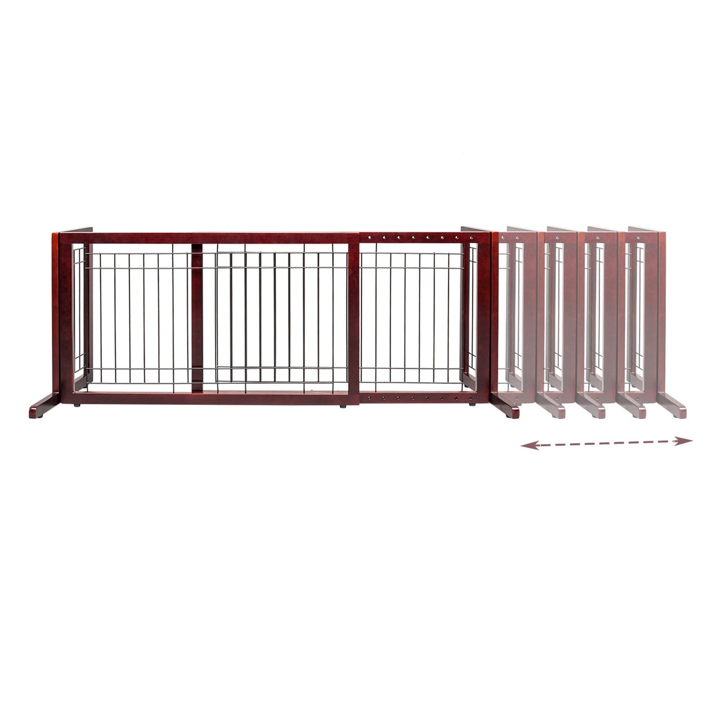 Bonnlo Freestanding Pet Gates for Dogs Indoor Dog Fence Solid Wooden Dog Gates Adjustable Doorways and Stairs Doggie Gates for Indoors 40 to 71 Inches Wide