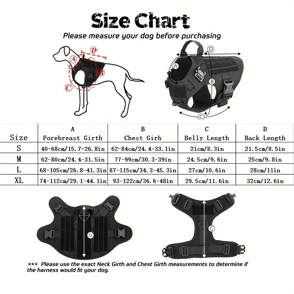 Large Dog Harness Collar And Leash Set With Tactical Bag For German Shepherd Malinois Training Walking Vest For Medium Large Dogs 5 Pieces Set