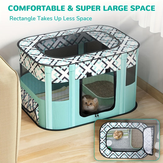 Foldable Cat Tent Spacious Breathable Mesh Cage for Cats and Kittens Indoor and Outdoor Play Perfect Gift for Cat Lovers