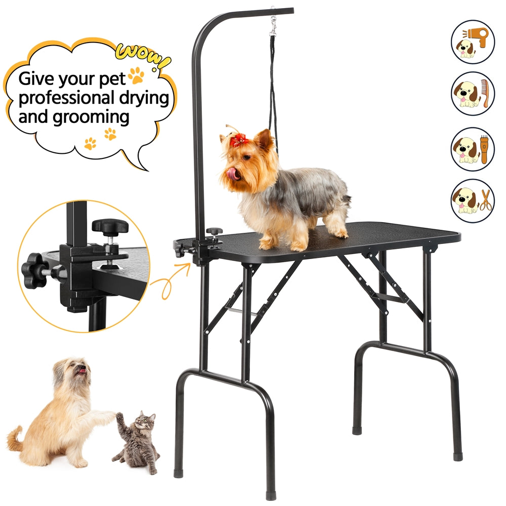 Costoffs Pet Foldable Grooming Table for Dogs and Cats with Height Adjustable Arm and Folding Legs for Home or Professional Use