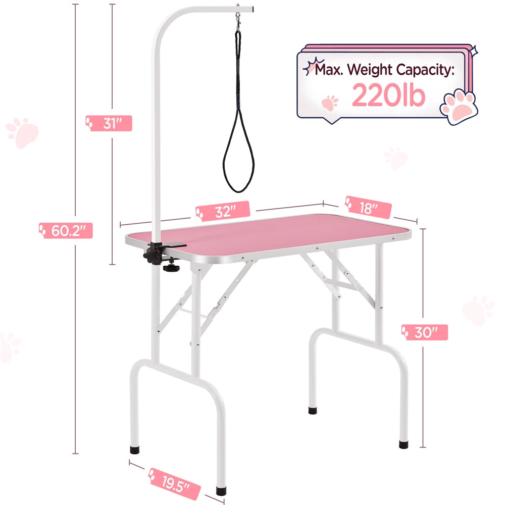 Costoffs Pet Foldable Grooming Table for Dogs and Cats with Height Adjustable Arm and Folding Legs for Home or Professional Use