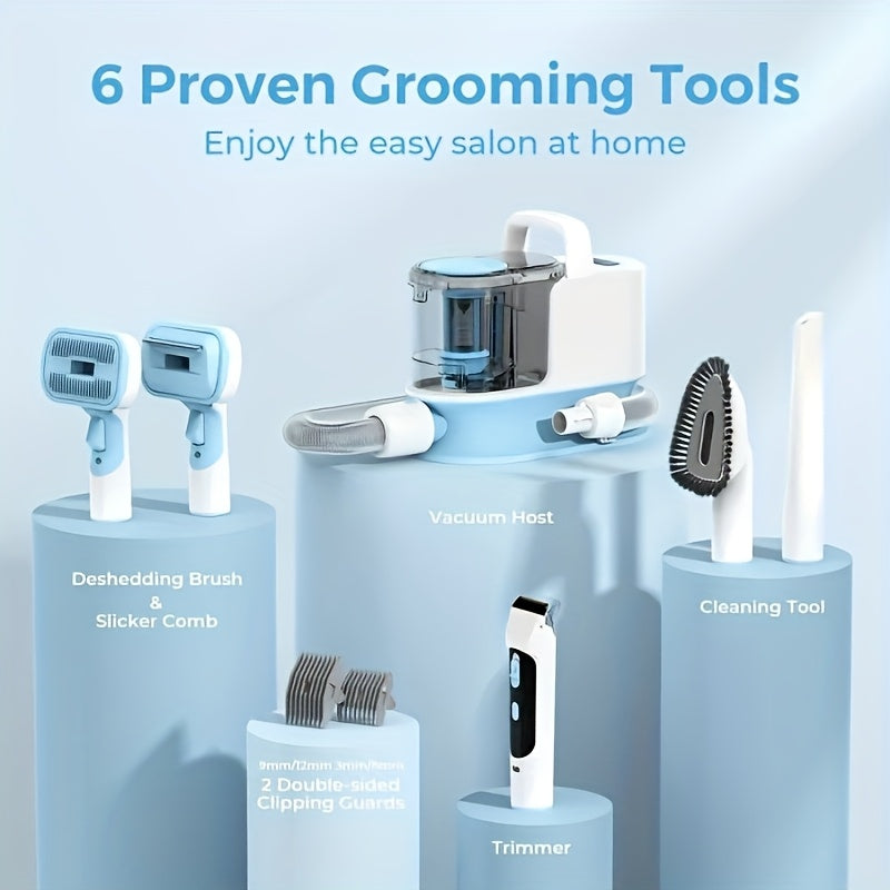 Dog Grooming Vacuum 5 in 1 Dog Grooming Kit 300W Strong Pet Grooming Vacuum for Dogs Large Capacity Dog Vacuum Shedding Grooming Hair Quiet Pet Grooming Vacuum with Pet Clipper and Nail Grinder for Shedding