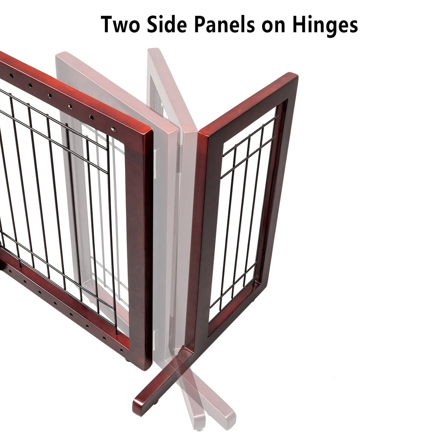 Bonnlo Freestanding Pet Gates for Dogs Indoor Dog Fence Solid Wooden Dog Gates Adjustable Doorways and Stairs Doggie Gates for Indoors 40 to 71 Inches Wide