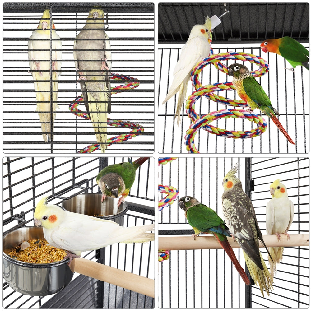 Costoffs 61 Inch Playtop Wrought Iron Bird Cage with Rolling Stand for Cockatiels Amazon Parrots Sun Parakeets Conures Lovebirds Finches and Canaries