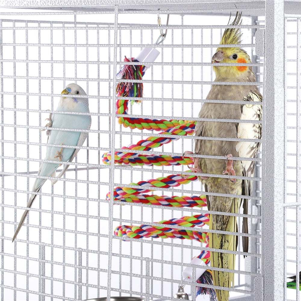 Costoffs 61 Inch Playtop Wrought Iron Bird Cage with Rolling Stand for Cockatiels Amazon Parrots Sun Parakeets Conures Lovebirds Finches and Canaries