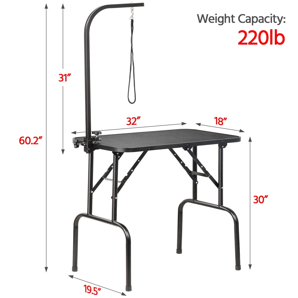 Costoffs Pet Foldable Grooming Table for Dogs and Cats with Height Adjustable Arm and Folding Legs for Home or Professional Use